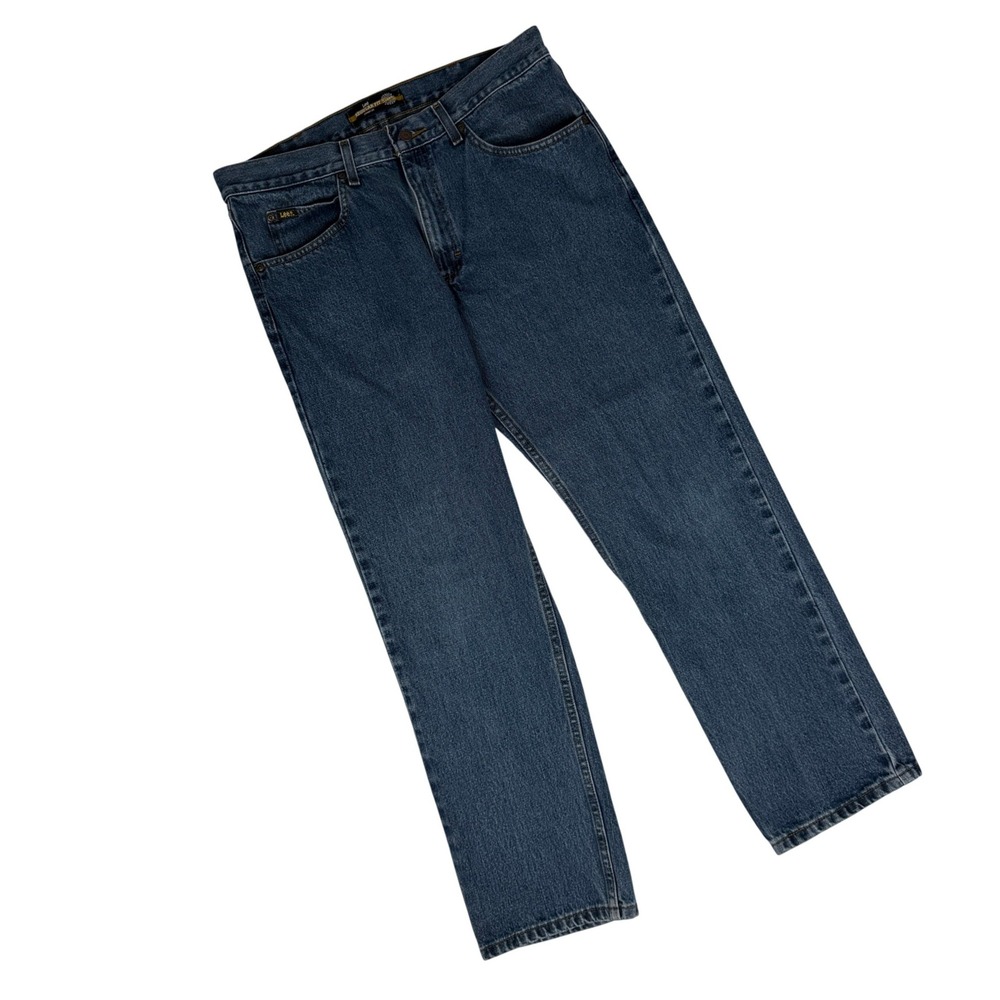 Lee Jeans Regular Fit Straight Leg 36x30 Blue Medium Wash Denim Cotton